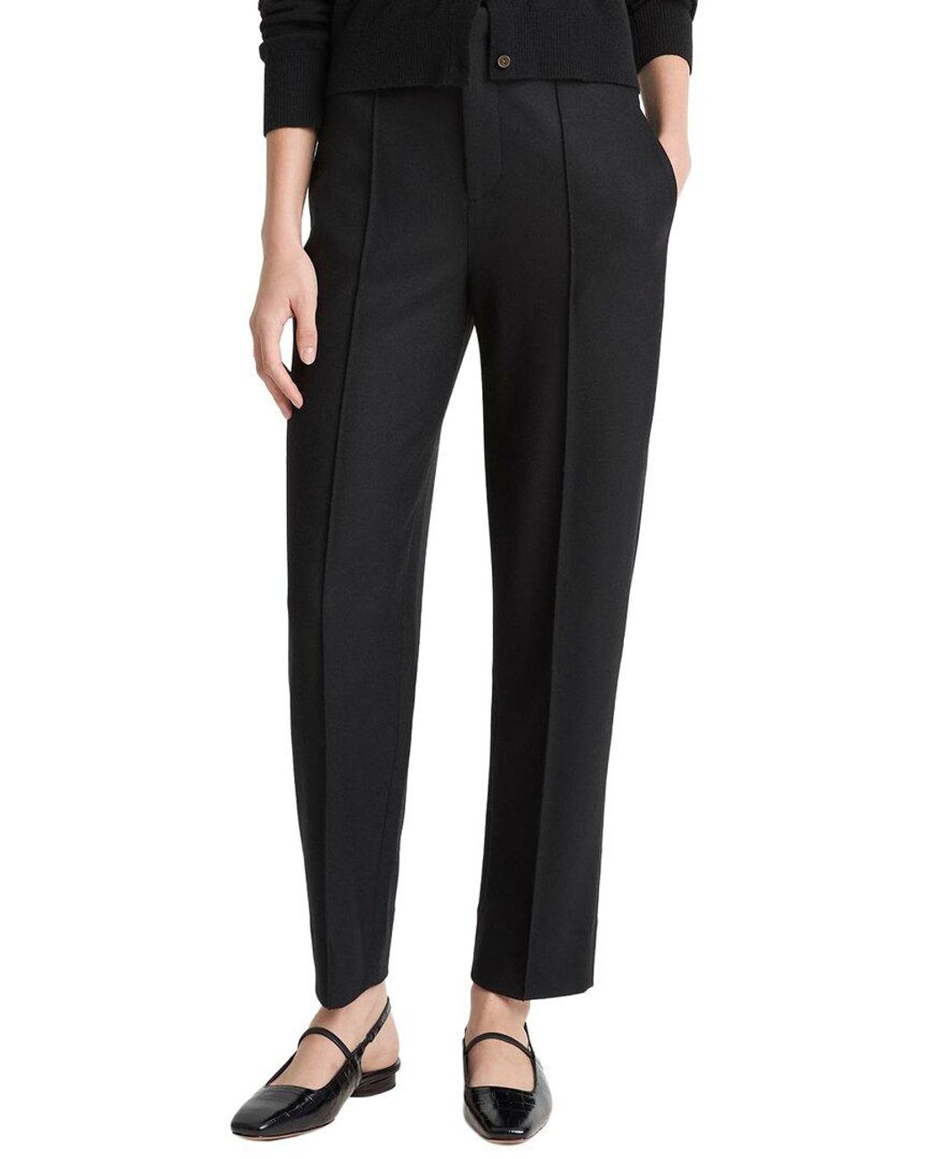 Vince Black High Waist Tailored Wool-Blend Carrot Trouser