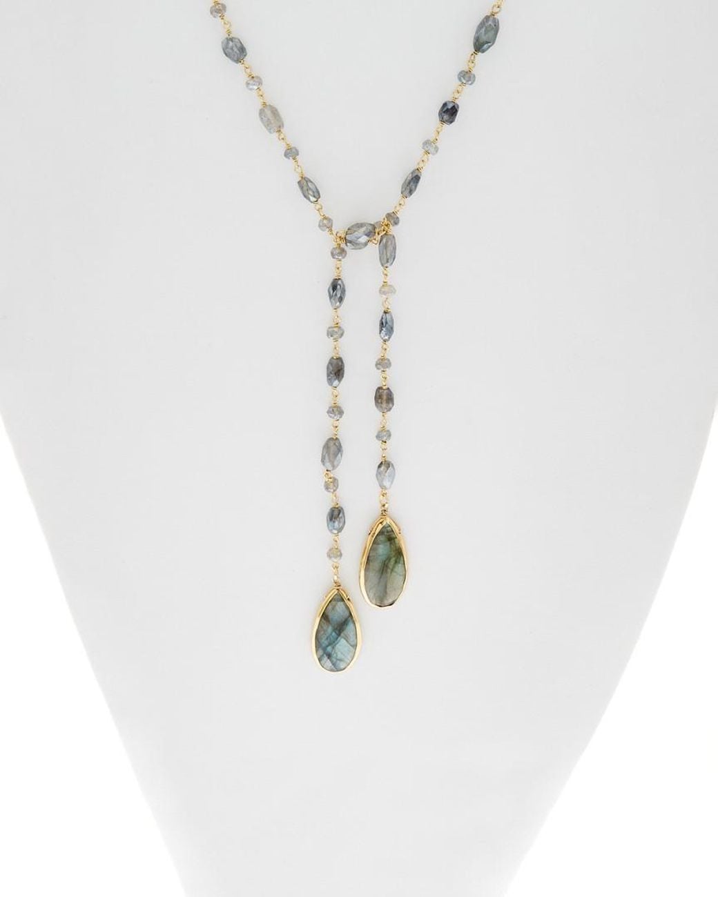 Rachel Reinhardt Jewelry White 14k Over Silver Labradorite Lariat 44in Endless Necklace