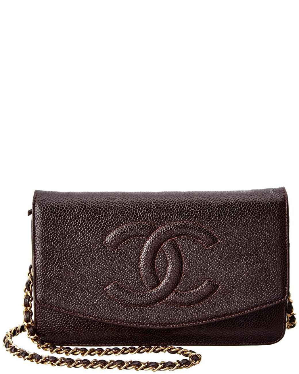 CHANEL Patent Caviar Timeless Wallet On Chain WOC Orange 72399