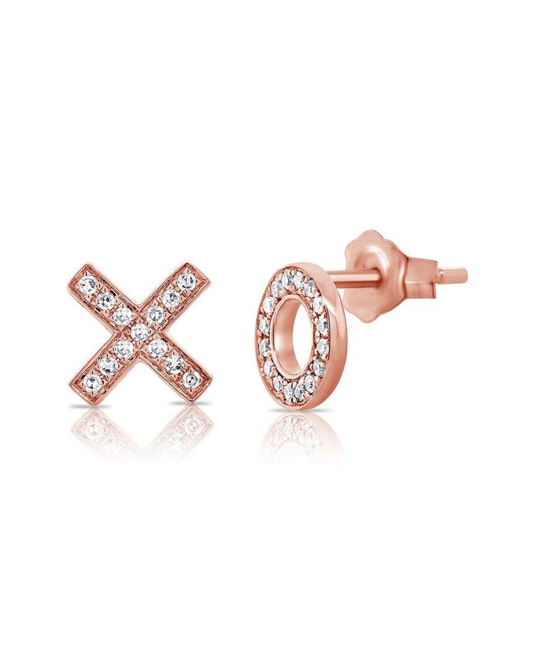 Sabrina Designs Pink 14k Rose Gold 0.18 Ct. Tw. Diamond Xo Studs