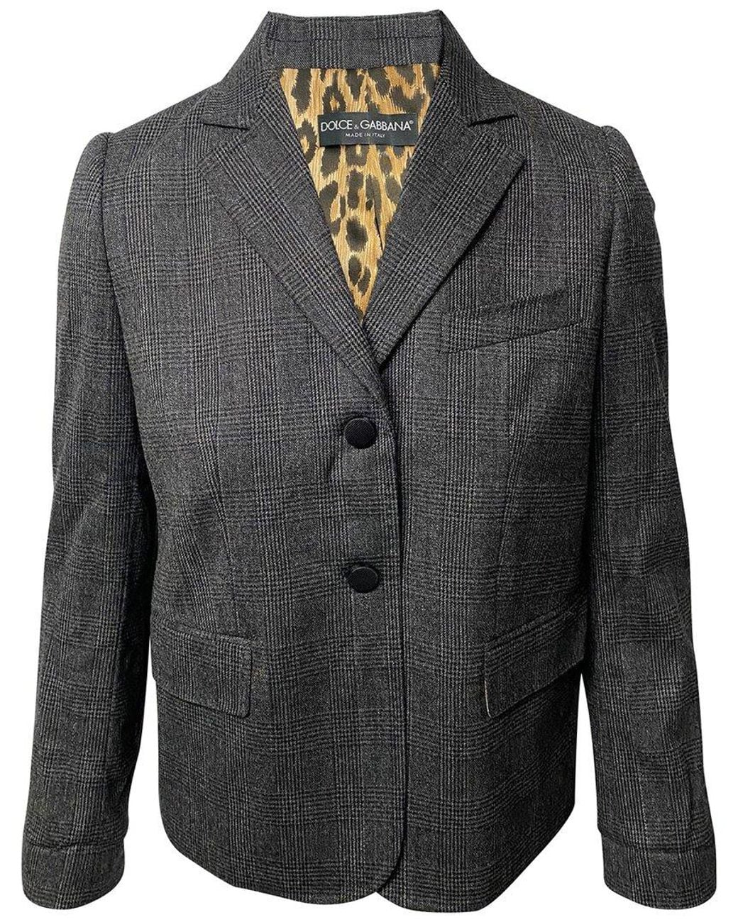 Dolce & Gabbana Gray Single Breasted Leopard Print Lining Blazer, Size It; 36 (authentic Pre-loved) for men