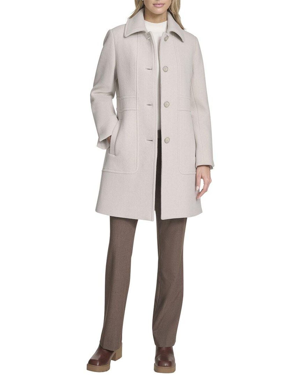 Andrew Marc Gray Emmeline Wool-Blend Slim Coat