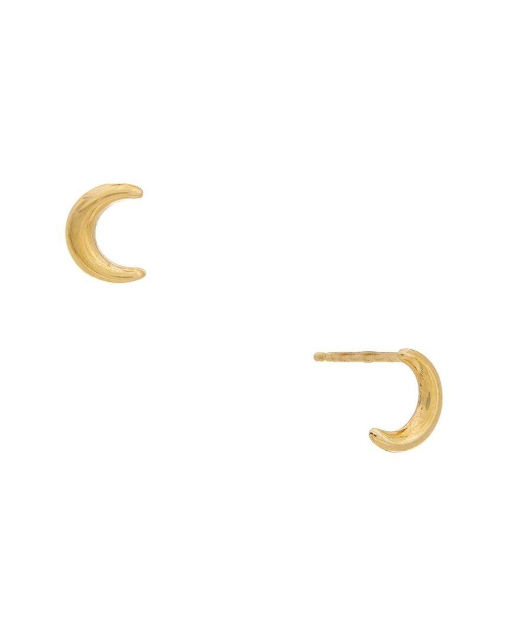 Italian Gold Metallic 10K Crescent Moon Stud Earrings