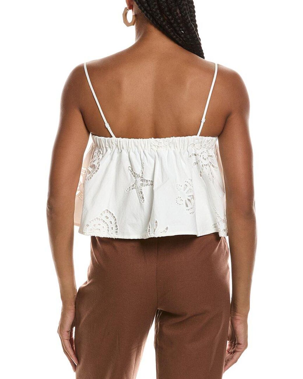 Seraphin White Embroidered Lace Top