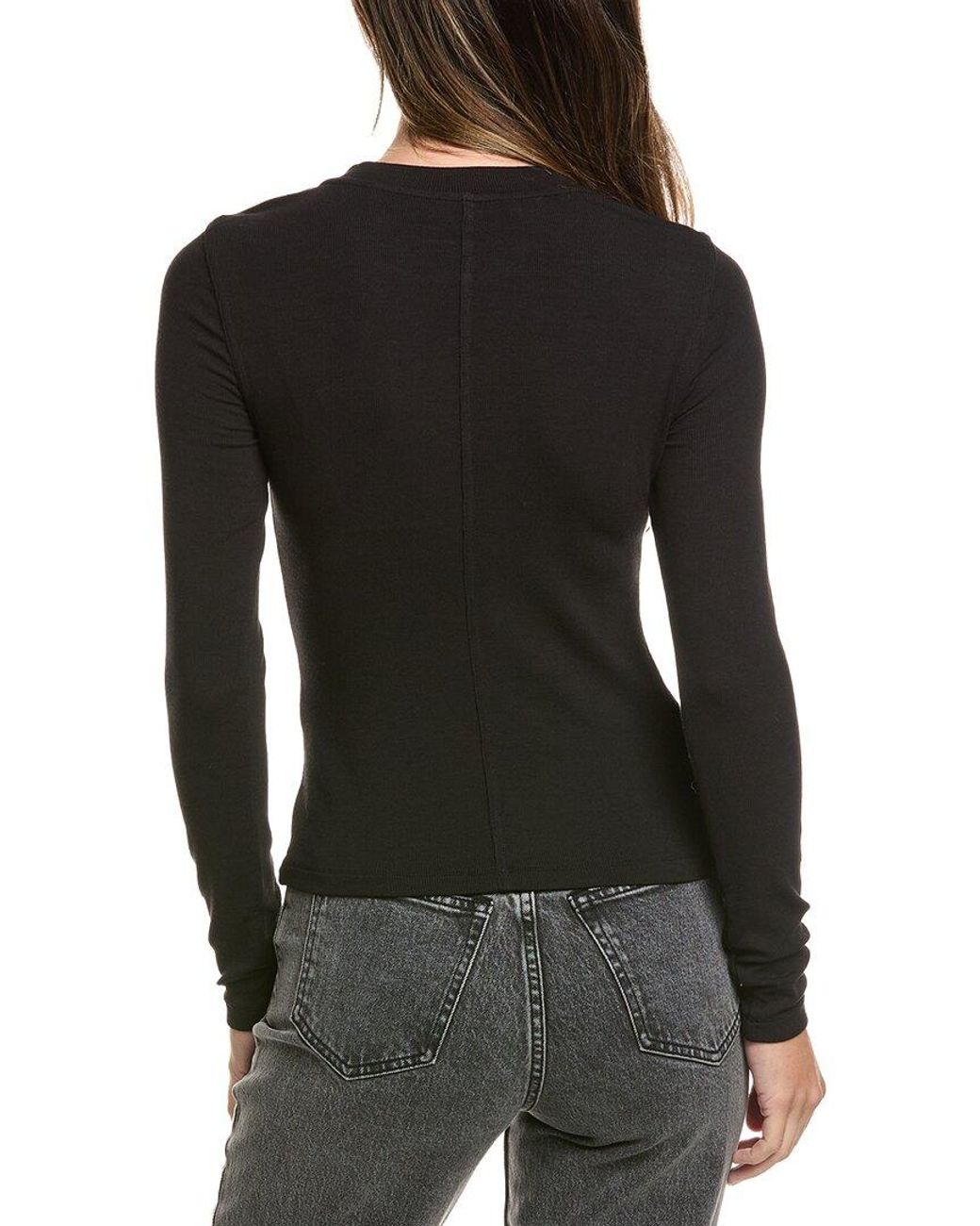 FRAME Black The Rib Crewneck Sweater