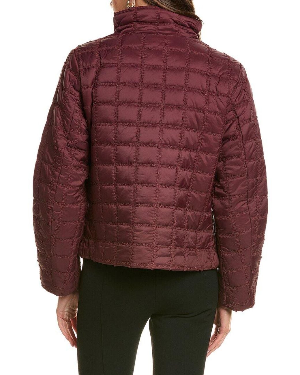 Cece Red Stand Collar Short Quilted Jacket