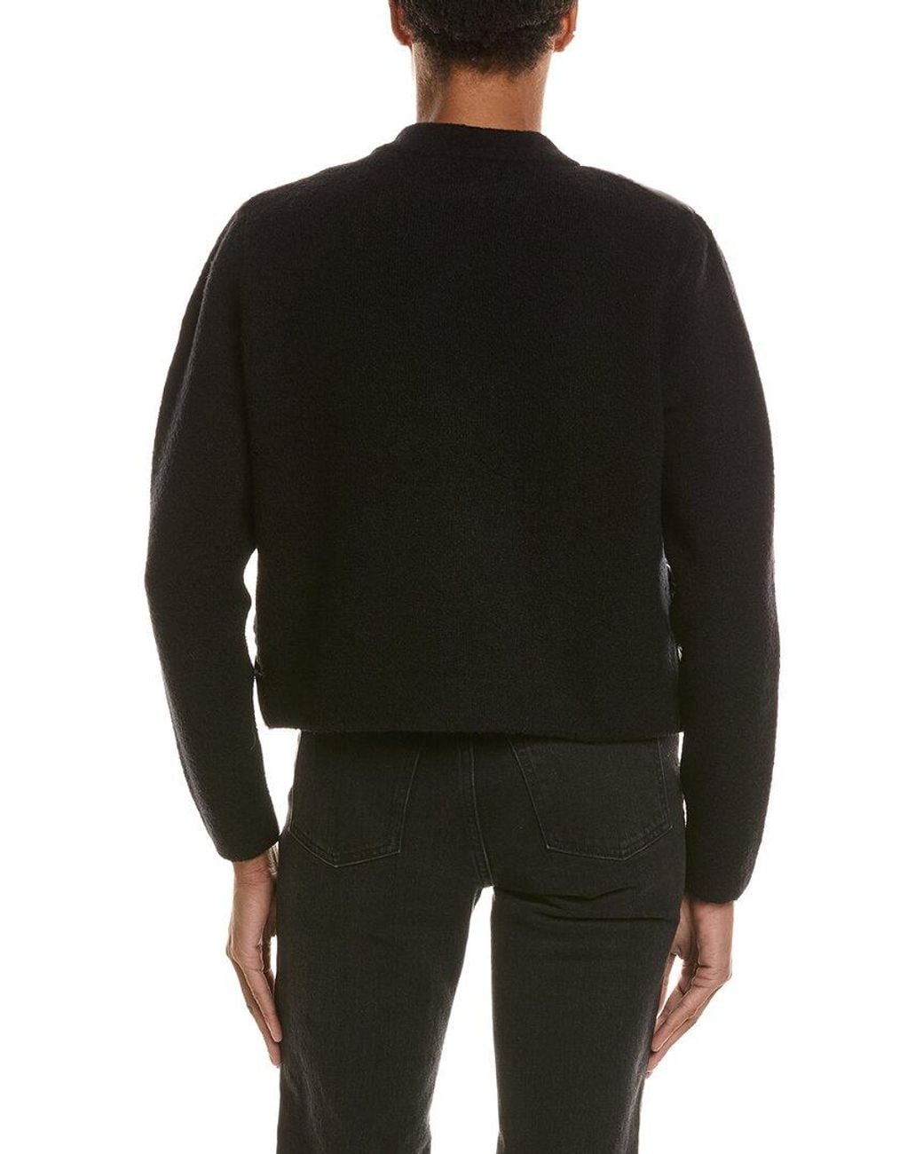 Moncler Black Wool-Blend Down Jacket