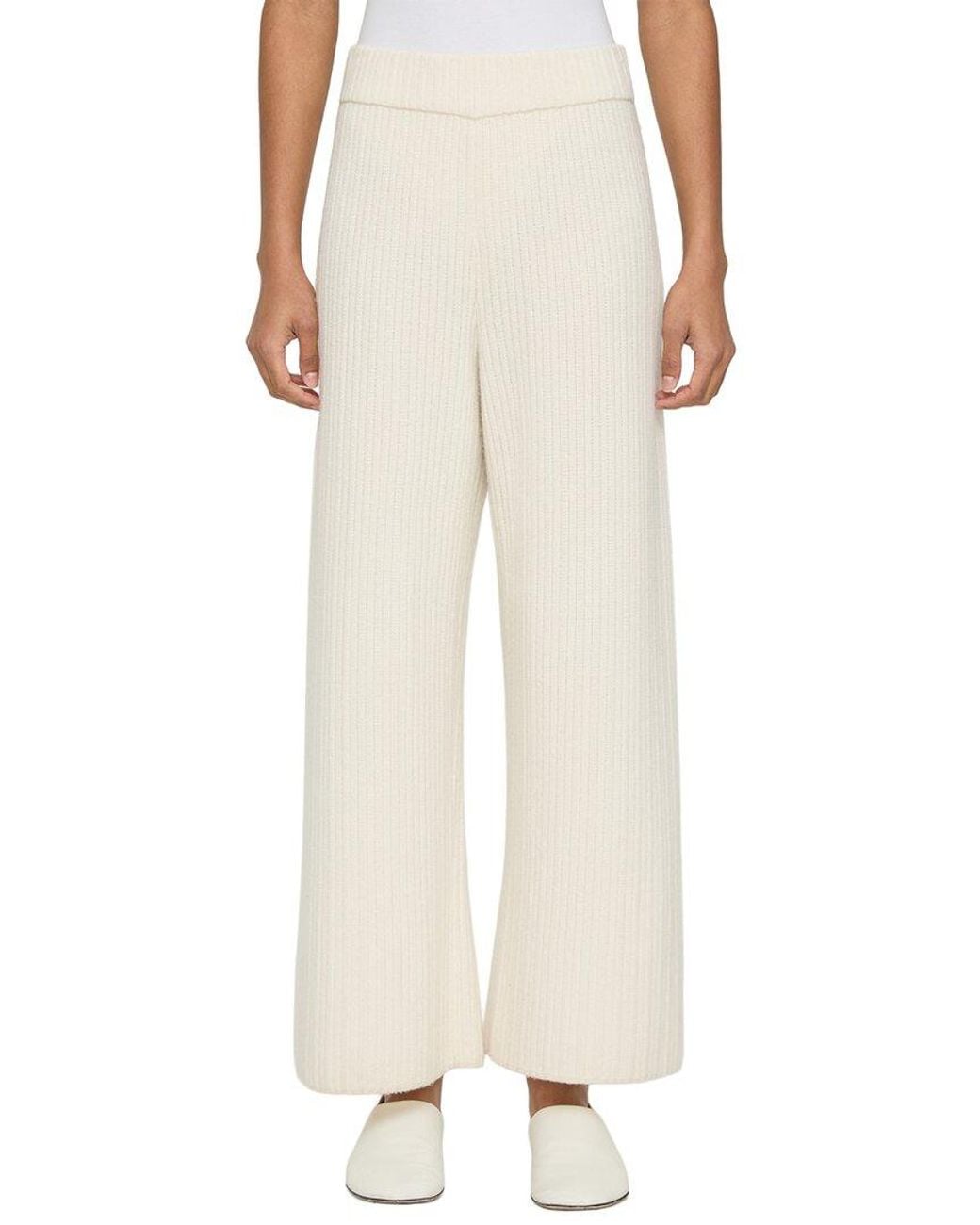 Lafayette 148 New York Natural Mixed Stitch Pull On Knit 100% Cashmere Pant