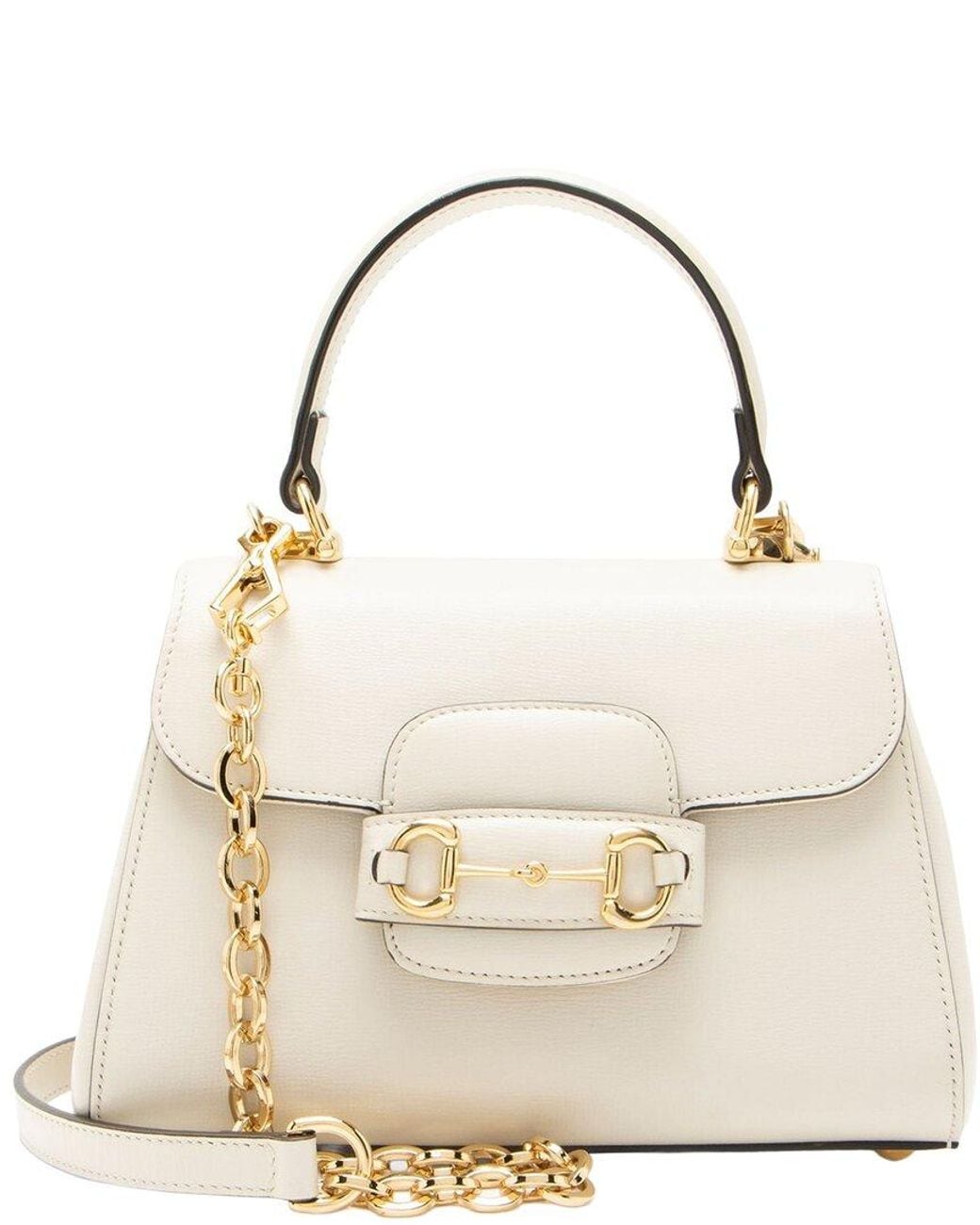 Gucci Natural Leather Horsebit 1955 Mini Chain Top Handle (Authentic Pre-Loved)