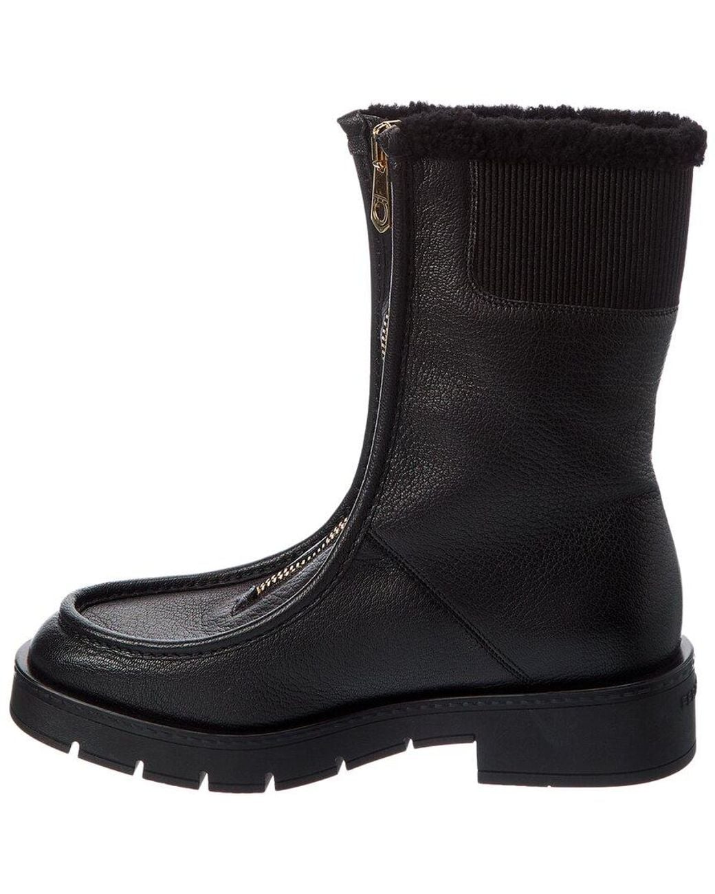 Ferragamo Black Monste Leather Boot