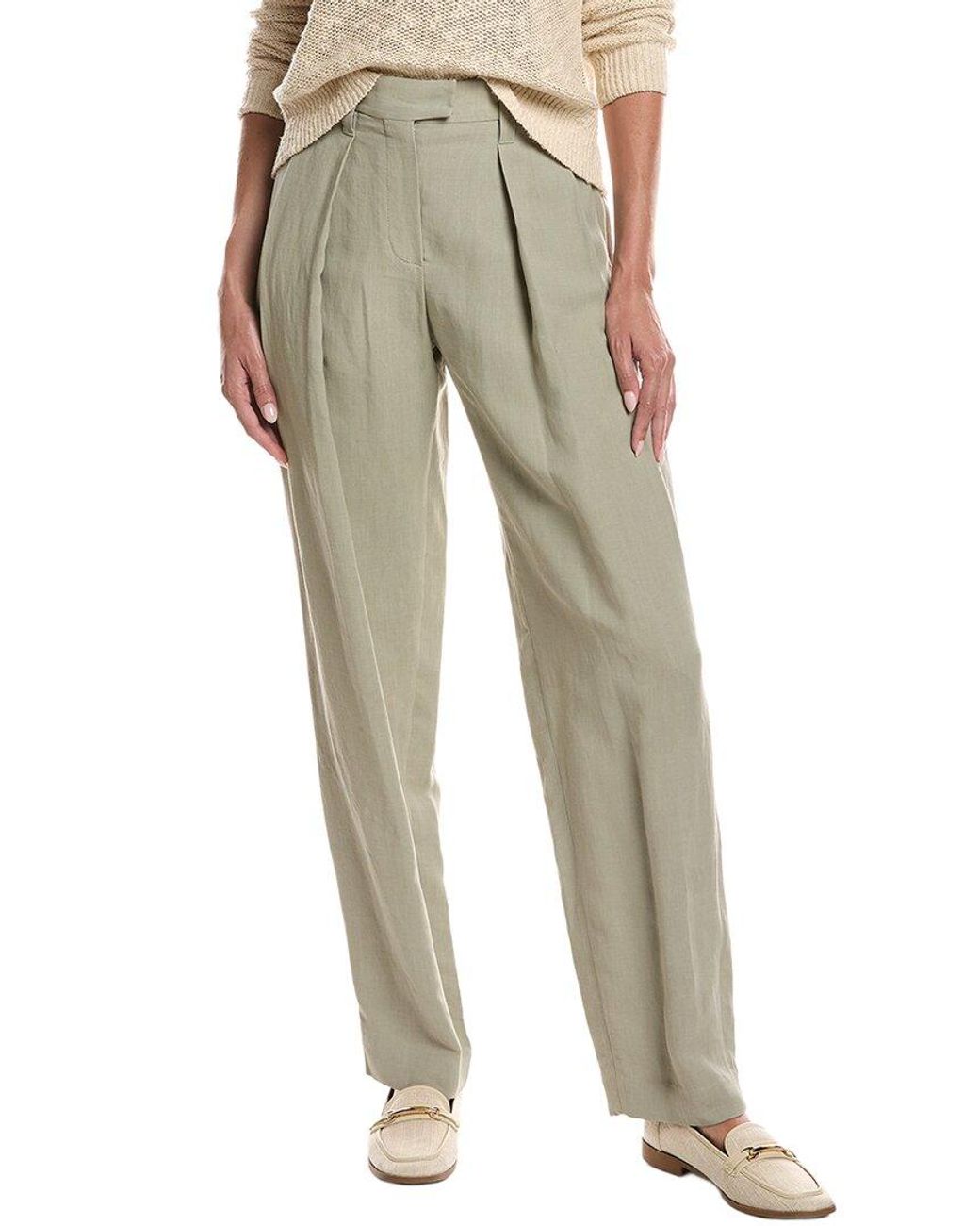 Brunello Cucinelli Natural Linen-Blend Pant