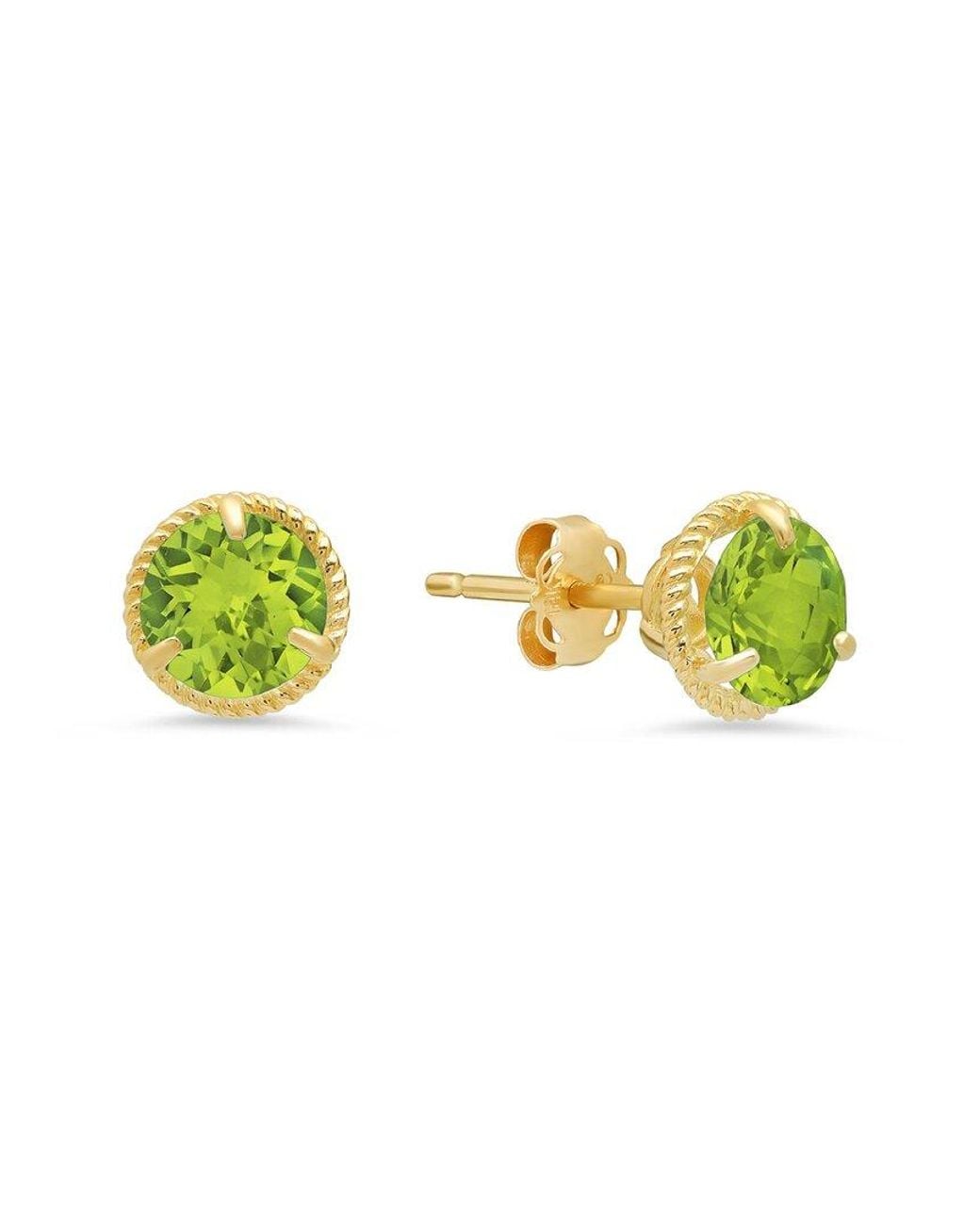 MaxColor Yellow 14k 1.50 Ct. Tw. Peridot Halo Studs