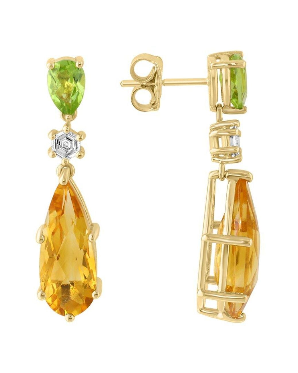 Effy Fine Jewelry Metallic 14K 5.81 Ct. Tw. Diamond & Gemstone Earrings
