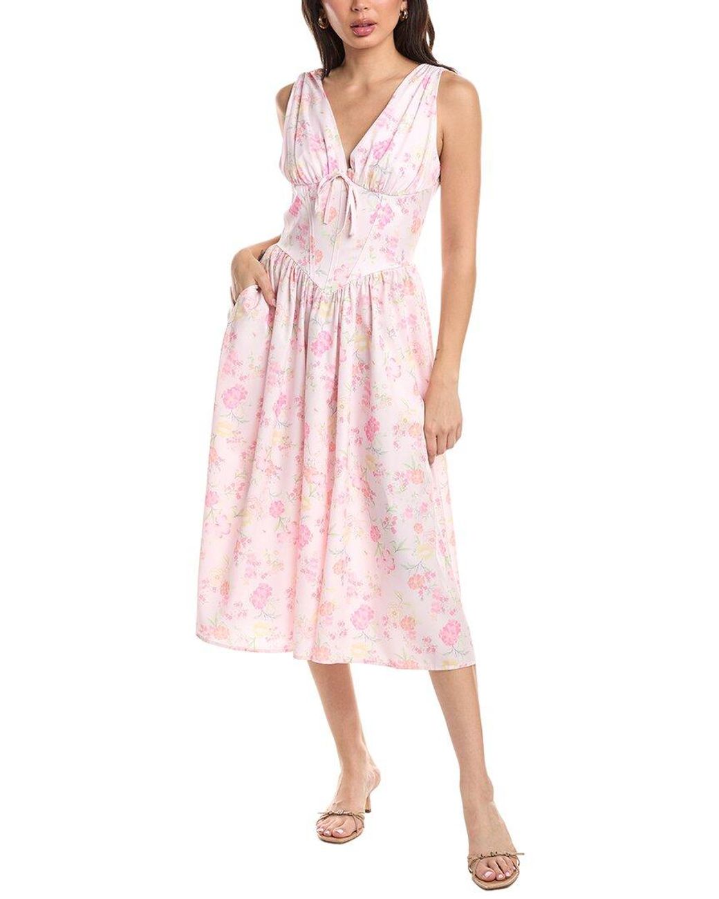 JLuxe Pink Sleeveless Midi Dress