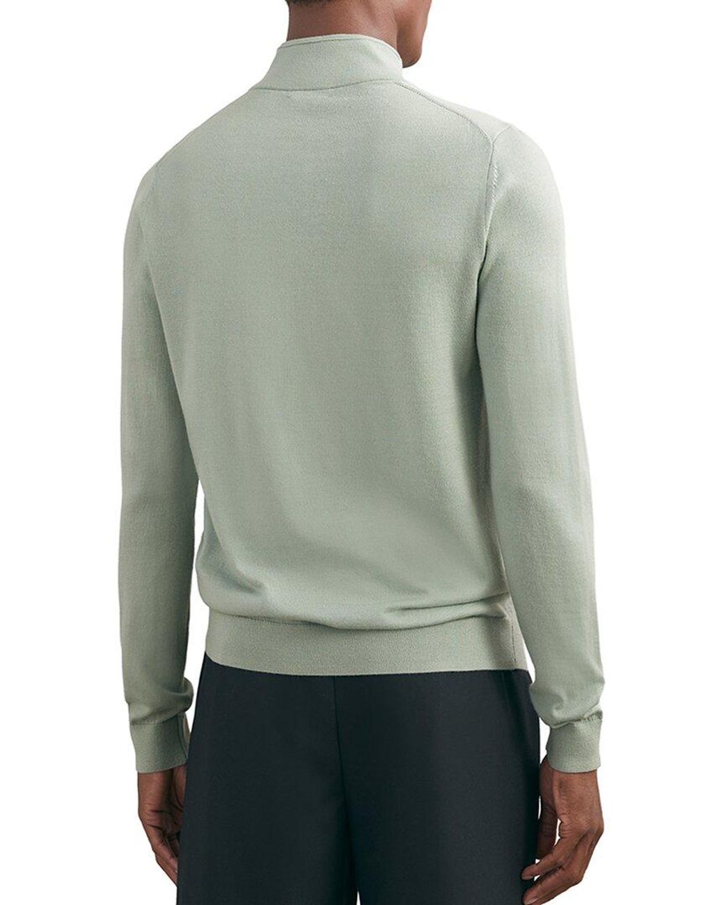 Reiss Green Blackhall Half Zip Fun Wool Sweater for men
