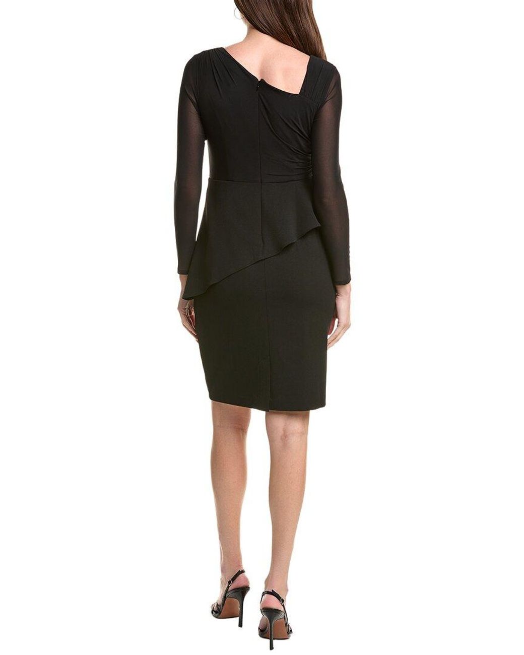 Adrianna Papell Black Asymmetrical Crepe Dress