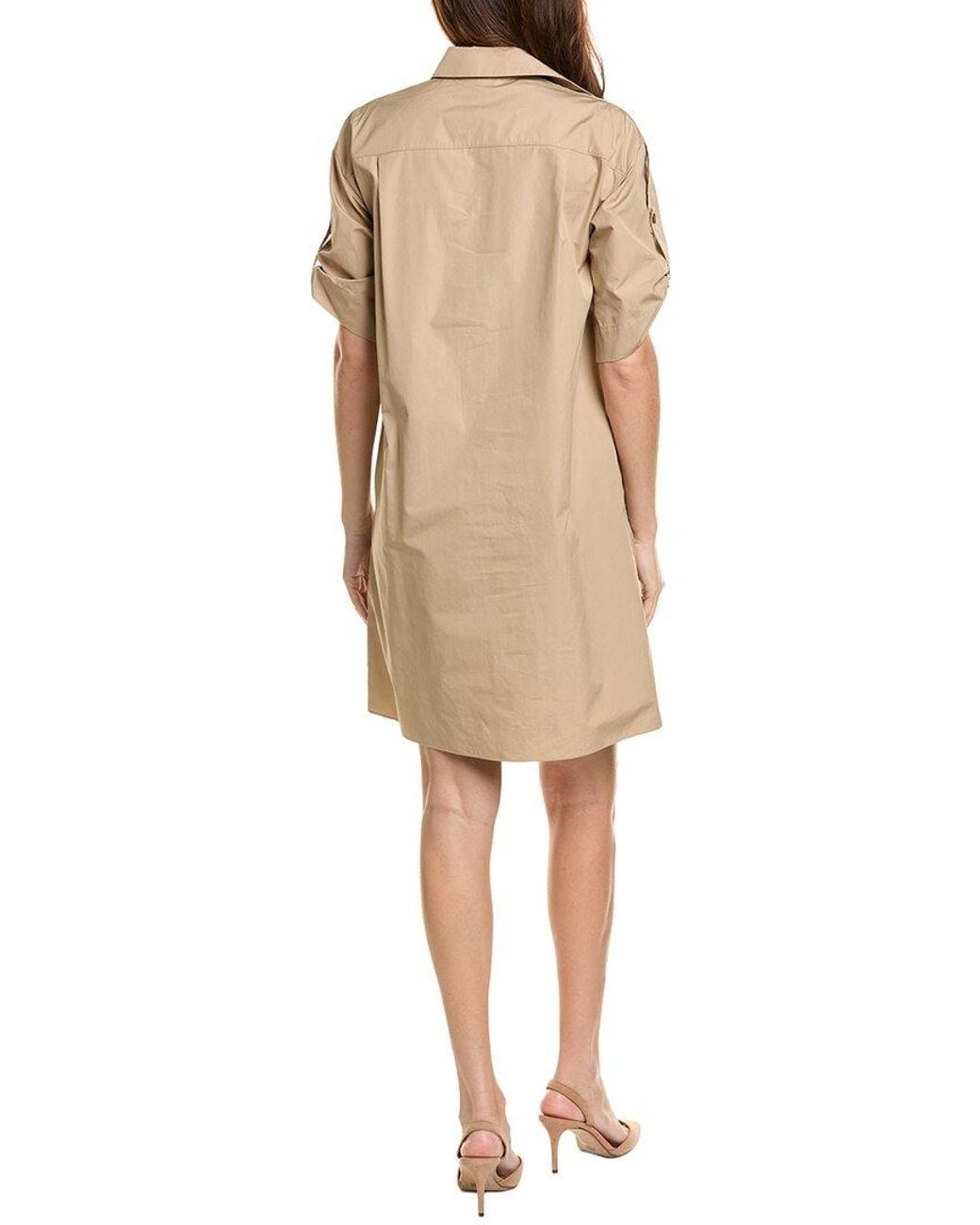 Lafayette 148 New York Natural Tab Sleeve Popover Dress