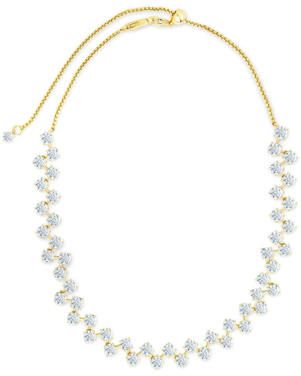 Sterling Forever White 14k Plated Cz Carson Adjustable Tennis Necklace