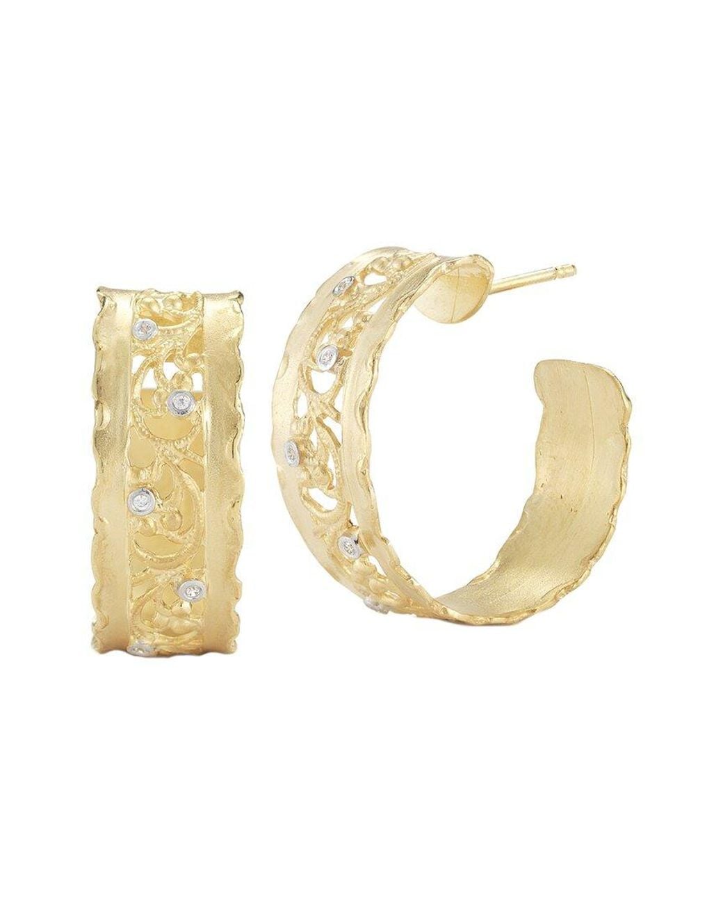 Reiss Metallic 14K 0.05 Ct. Tw. Diamond Hoops