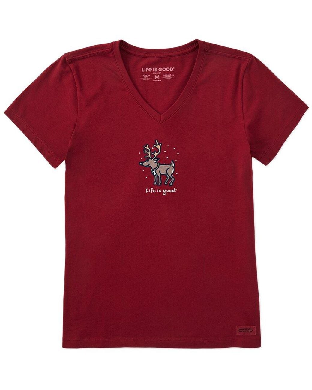 Life Is Good. Red Crusher V-Neck T-Shirt