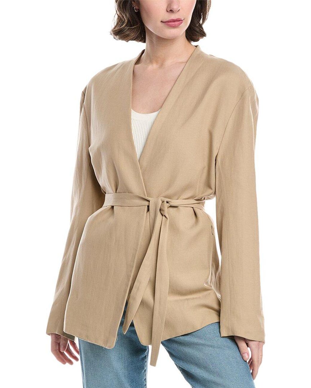 Enza Costa Natural Twill Belted Linen-Blend Jacket