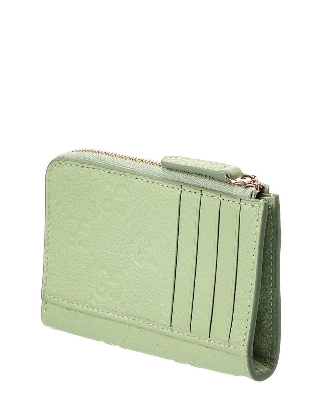 Gucci Green Gg Emblem Leather Card Case