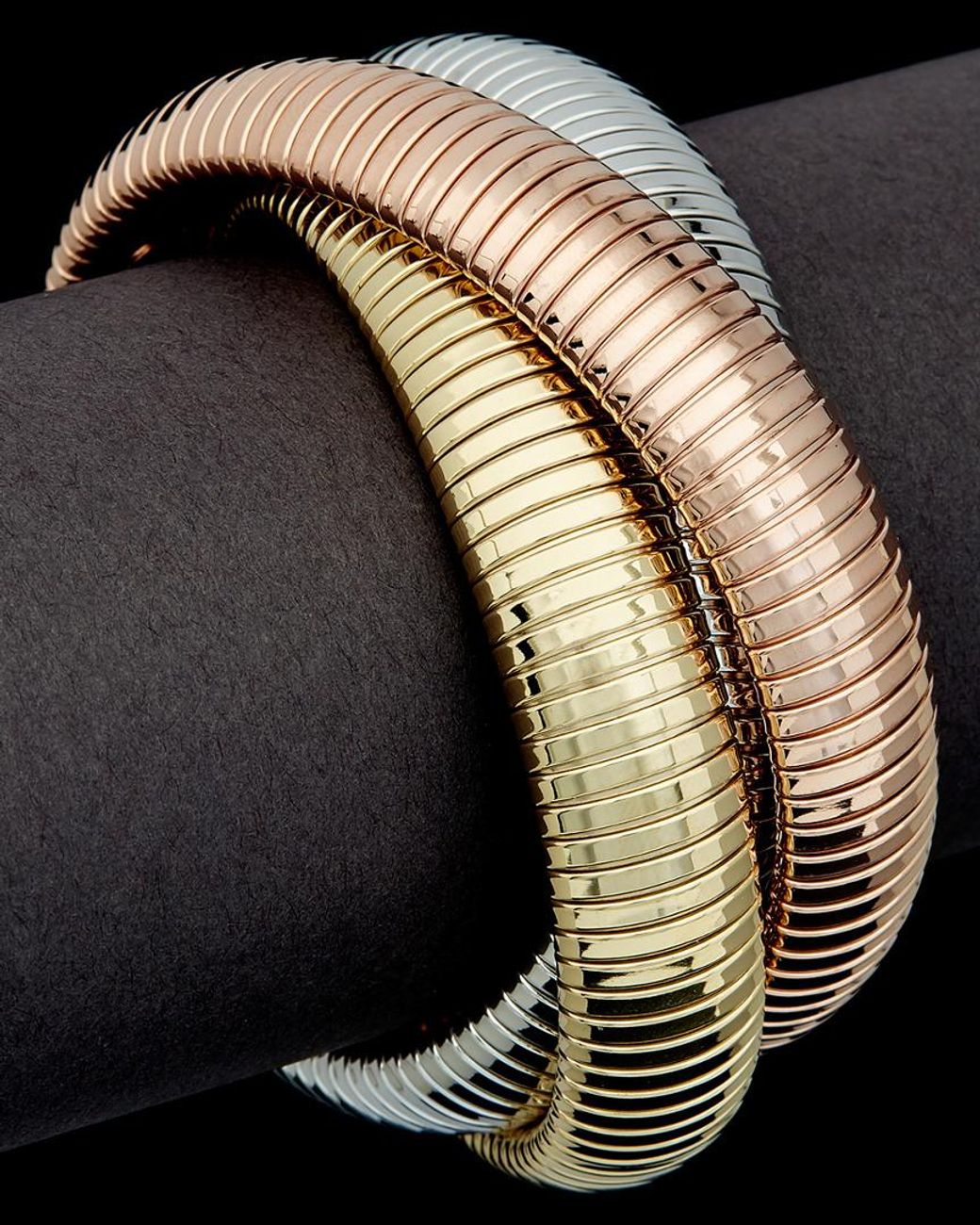 Meshmerise Black 18k Tri-color Plated Goose Bangle