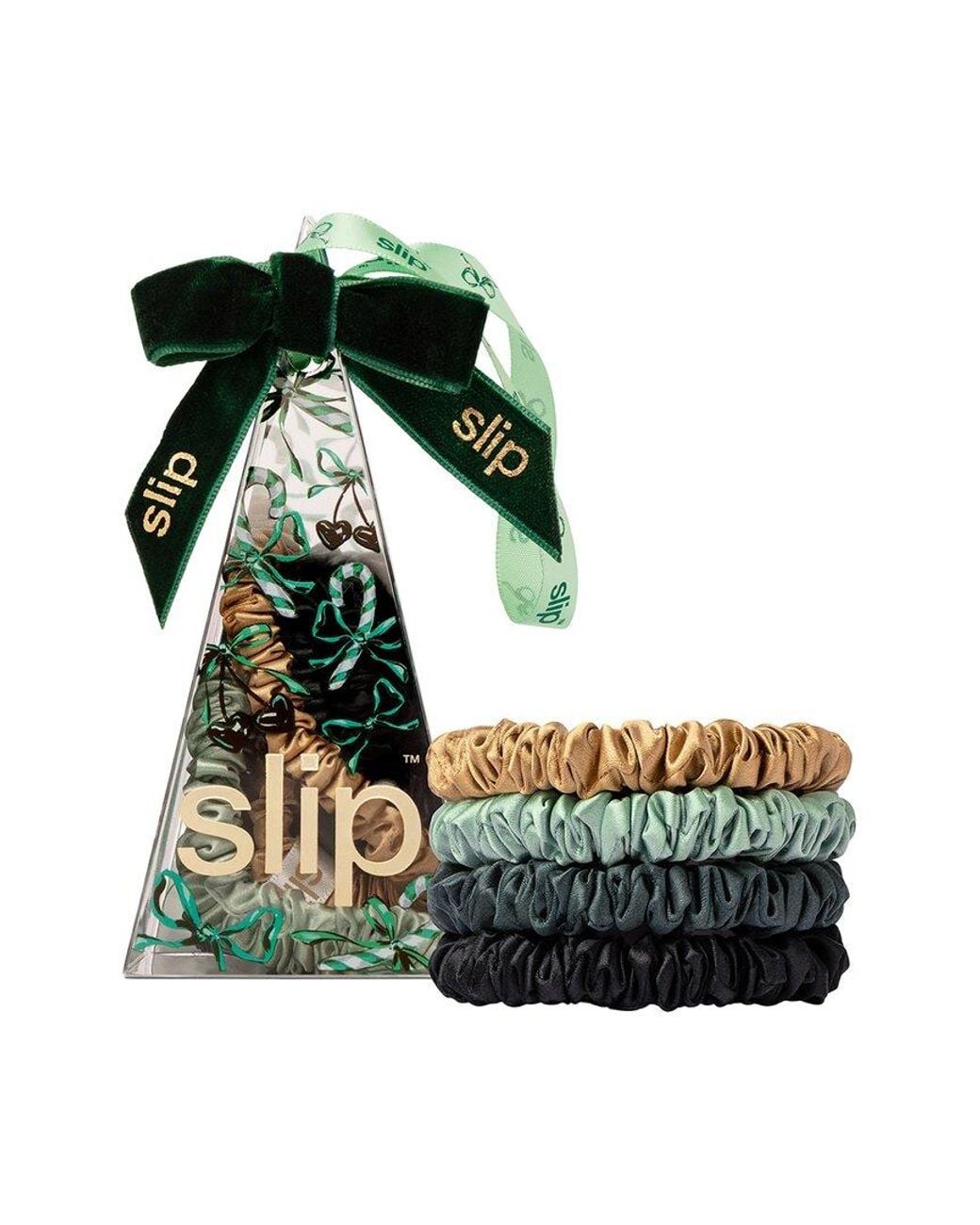 Slip Green Pure Silk Skinny Scrunchie Ornament