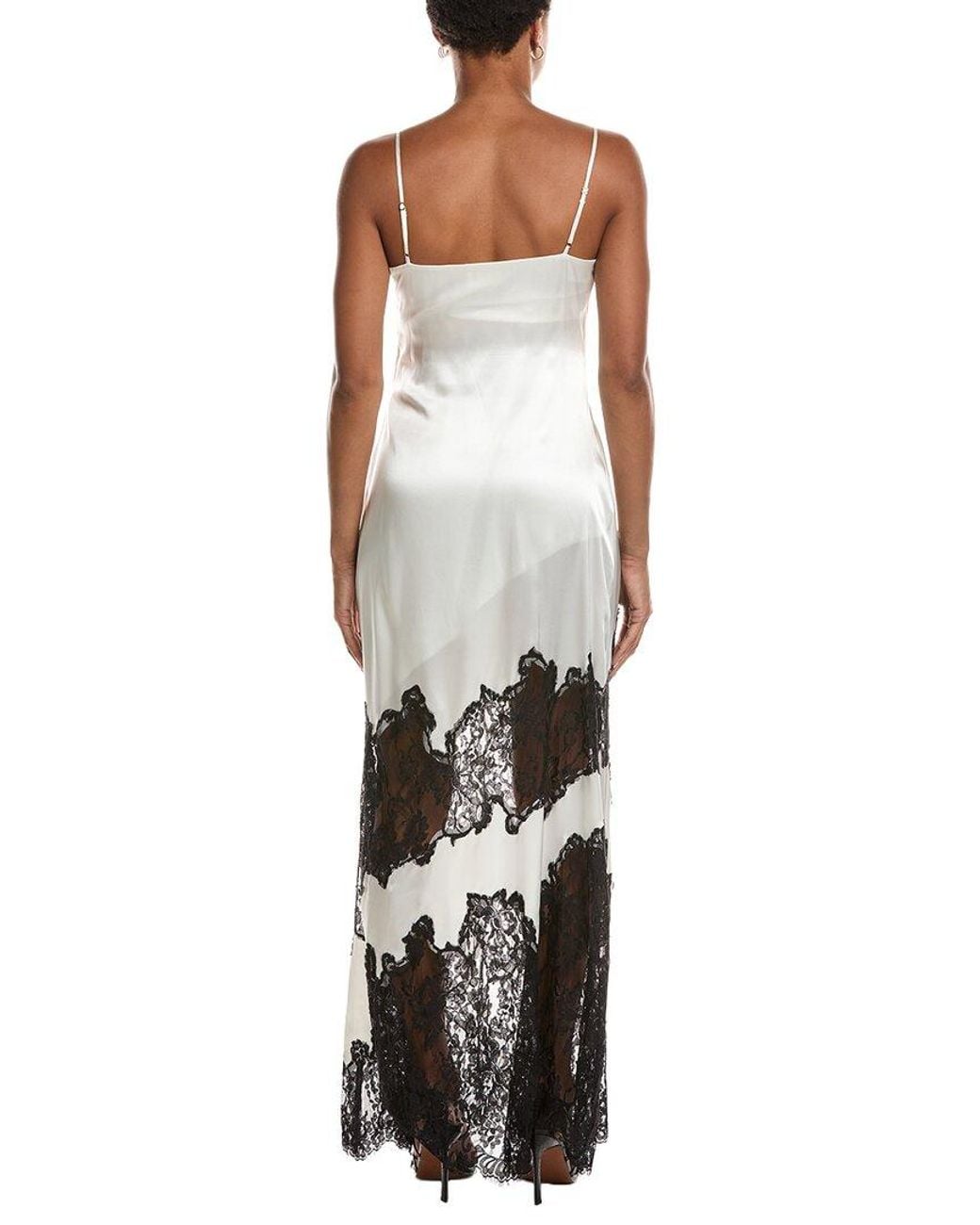 L'Agence White Silvana Silk Lace Gown