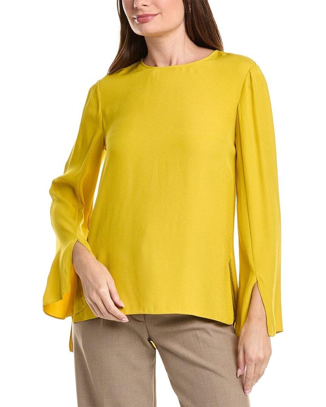 Adam Lippes Yellow Bell Sleeve Crewneck