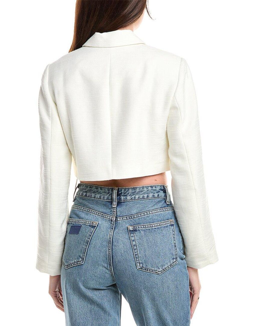 Ganni White Linen-Blend Blazer