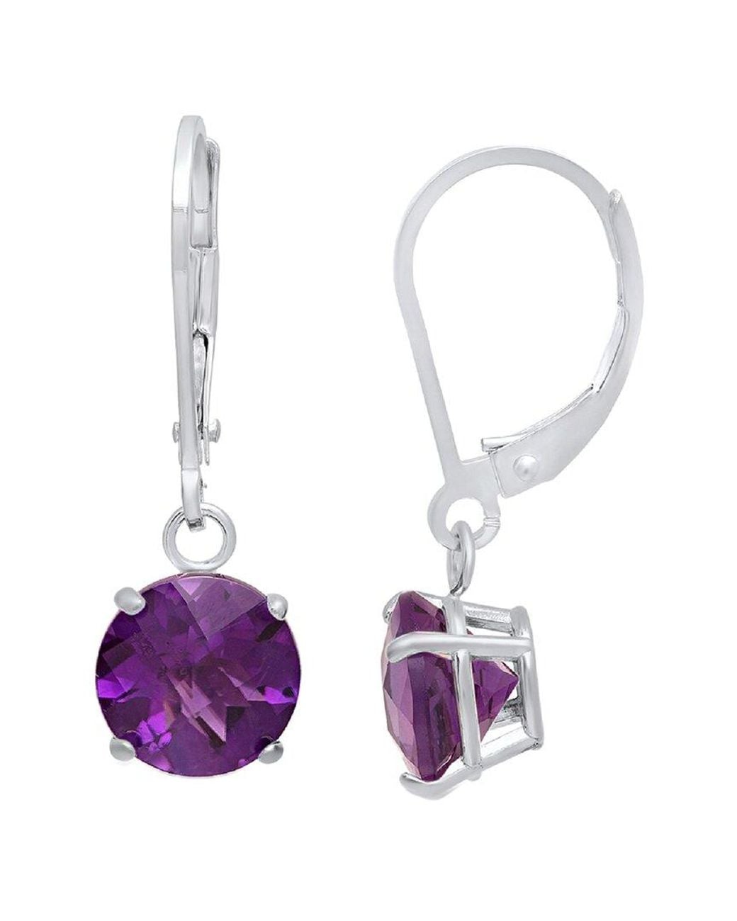 MaxColor Purple Silver 1.50 Ct. Tw. Amethyst Dangle Earrings