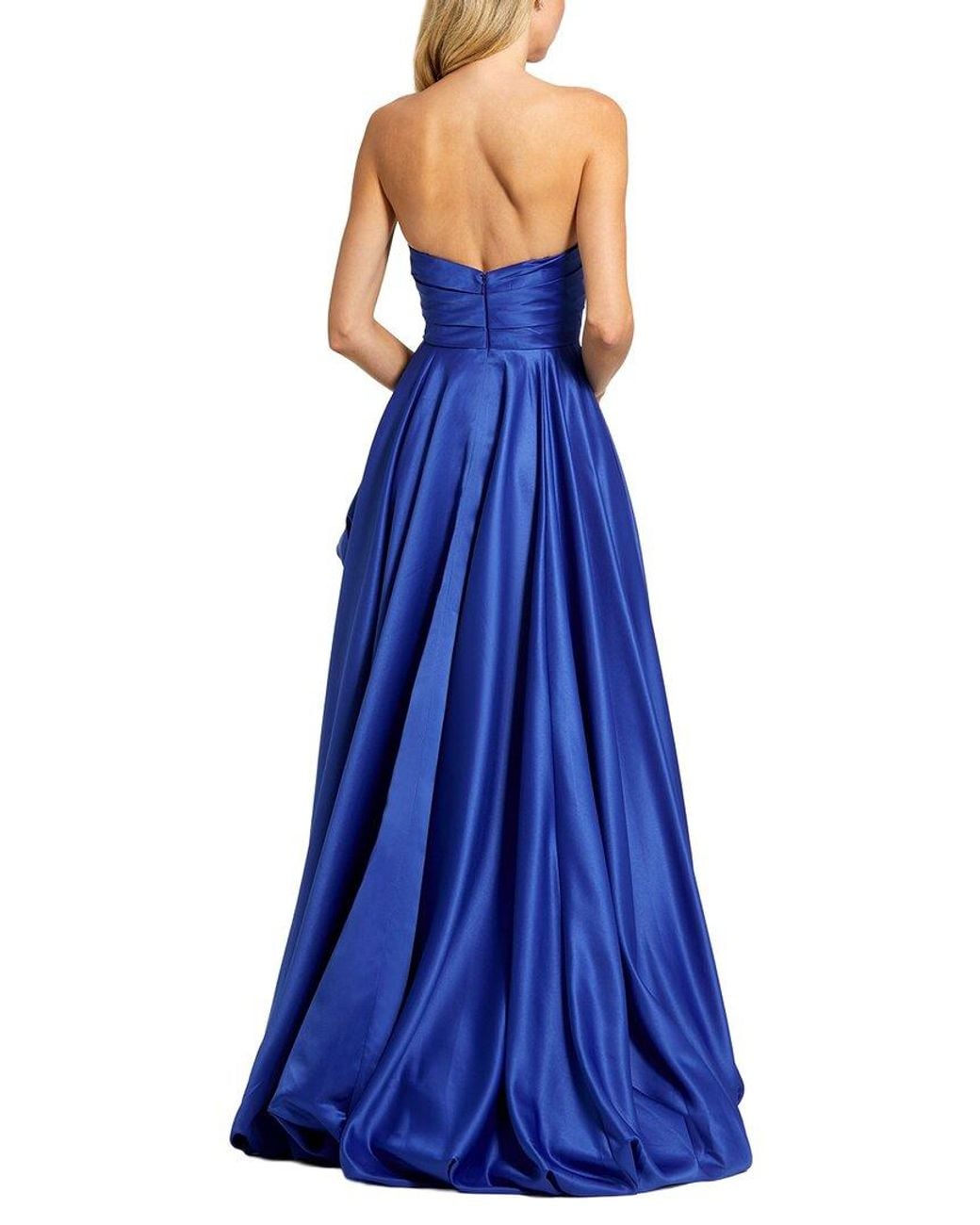 Mac Duggal Blue Strapless Ruched Gown