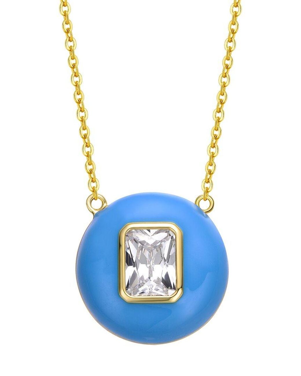 Rachel Glauber Blue 14k Plated Cz Necklace