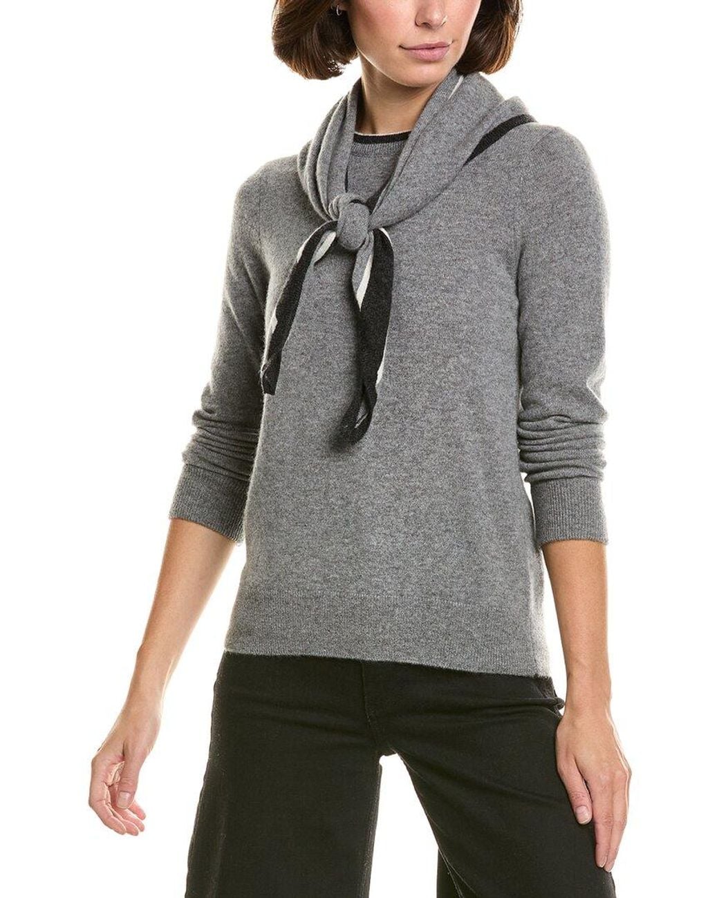 InCashmere Gray 100% Cashmere Scarf Sweater