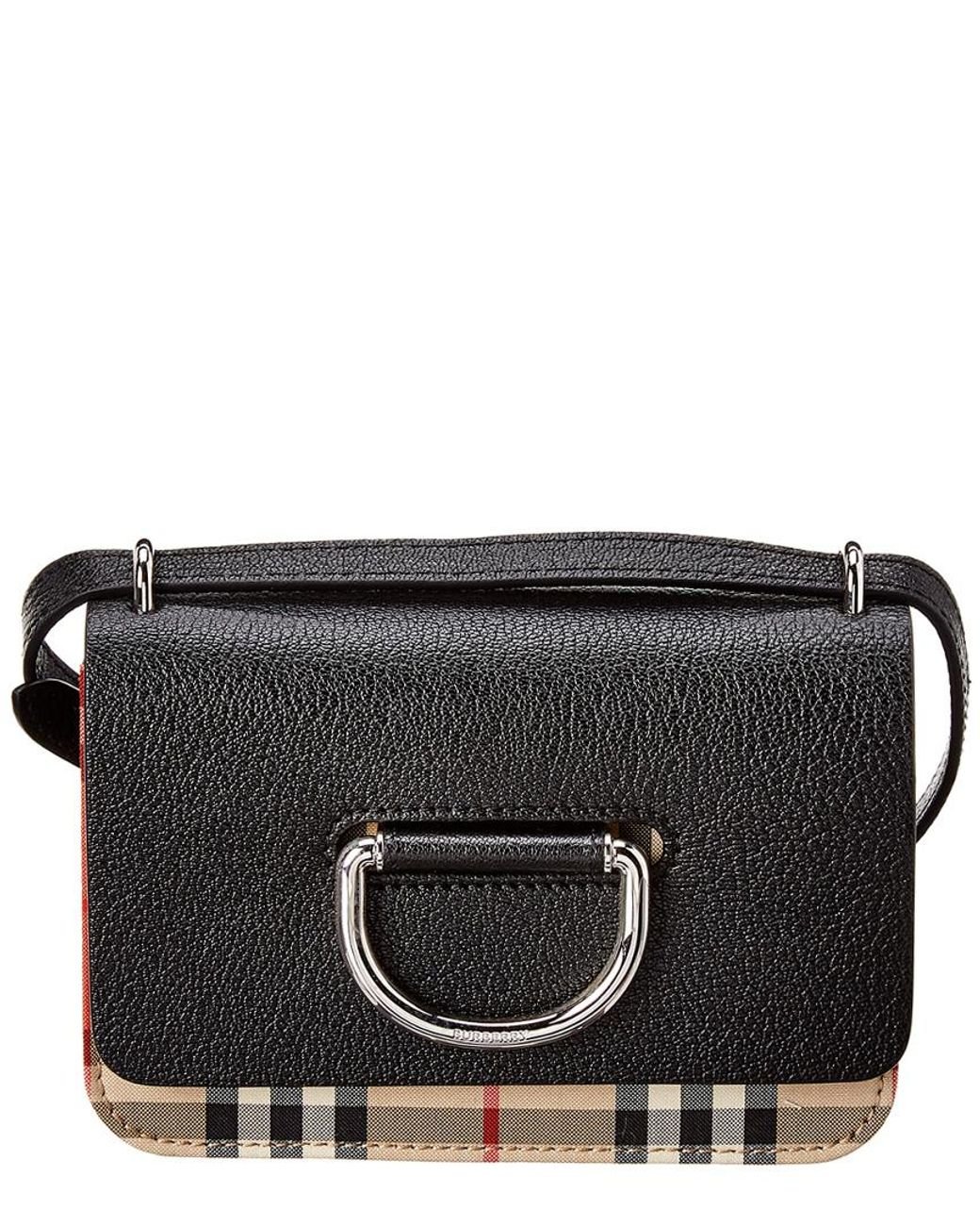 Burberry Mini Dring Vintage Check & Leather Crossbody in Black Lyst