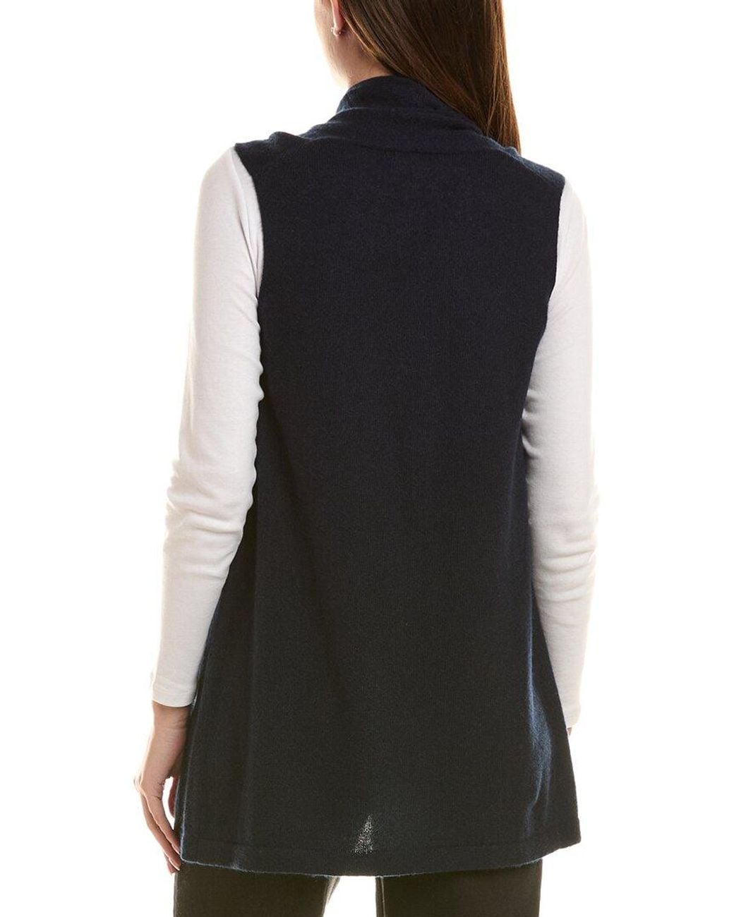 InCashmere Black Long Flyaway 100% Cashmere Vest
