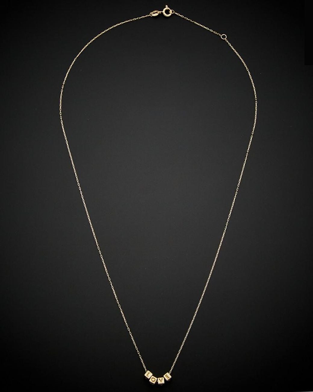 Italian Gold Black 14k Love Cube Adjustable Length Necklace