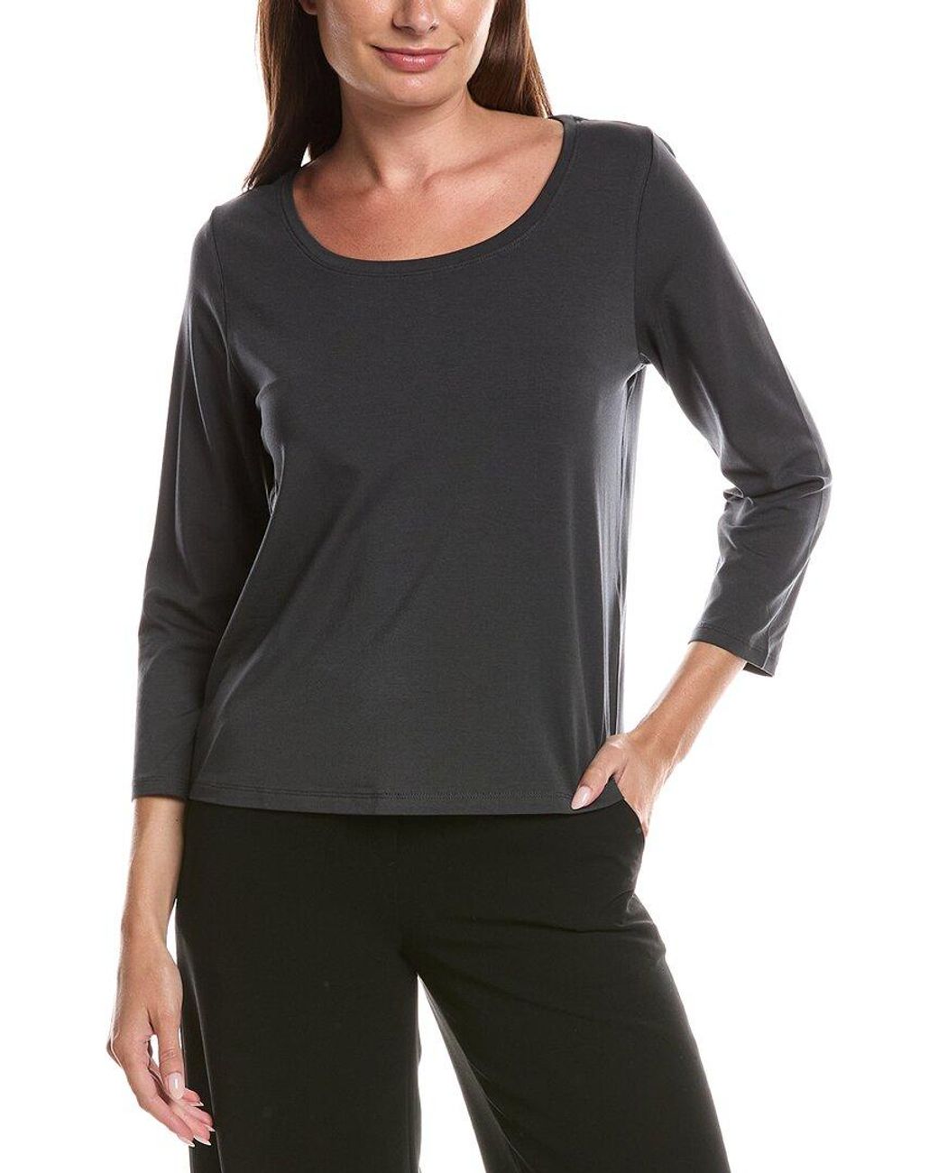 Eileen Fisher Black Scoop Neck Top