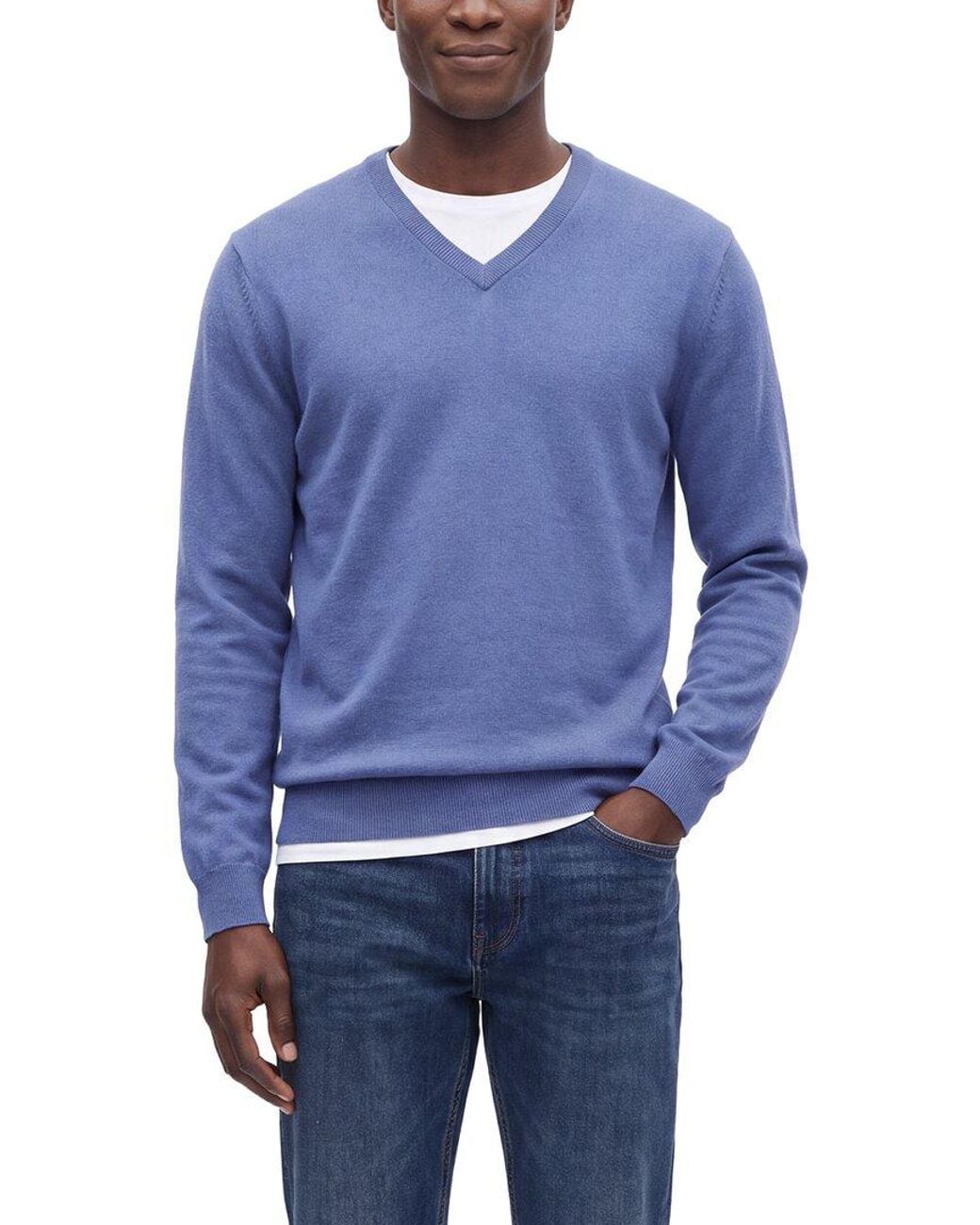N.Peal Cashmere Blue Burlington Cashmere V-Neck Sweater for men