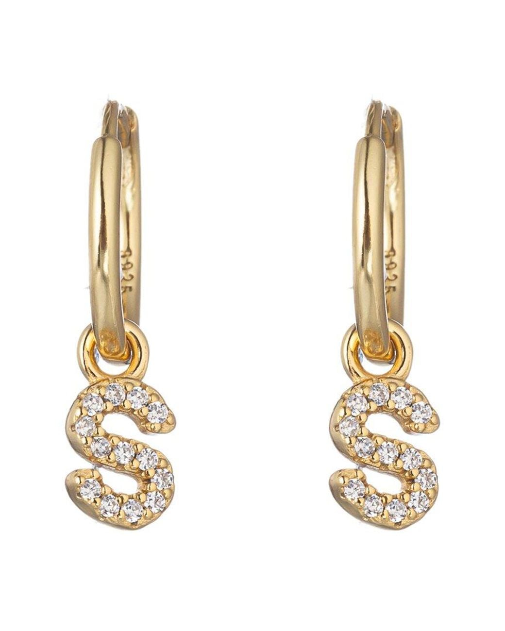 Eye Candy LA Metallic Luxe Collection Silver Cz Initial Huggie Earrings (a-z)