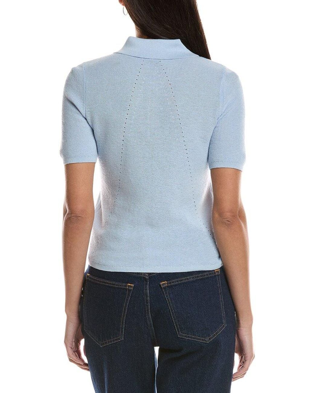 Rag & Bone Blue Darcey Cashmere-Blend Polo Sweater