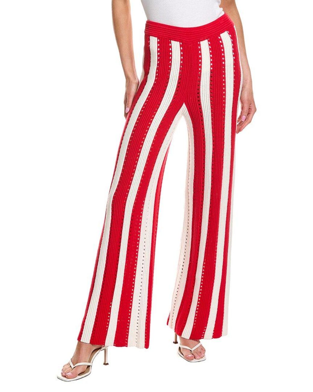 Rowing Blazers Red Knit Stripe Wool-Blend Pant
