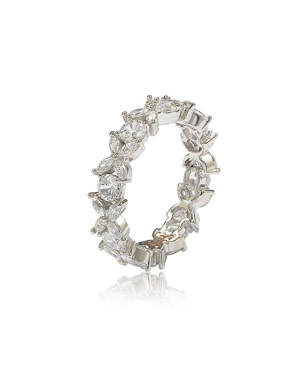 Suzy Levian White Silver Cz Eternity Ring