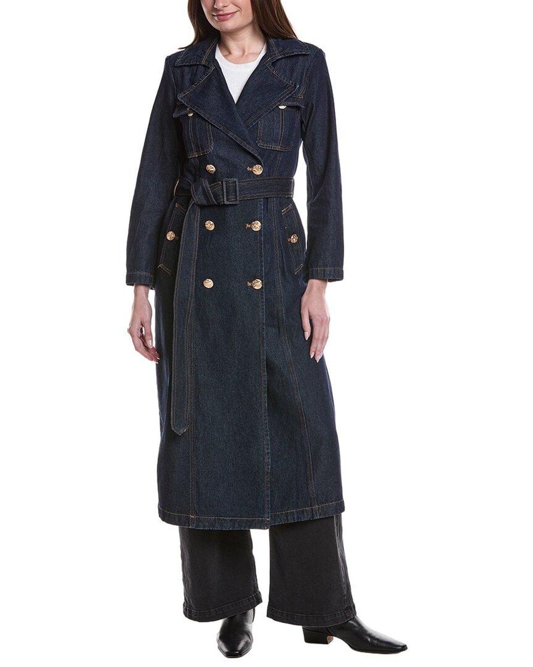 Avec Les Filles Blue Utility Denim Trench Coat