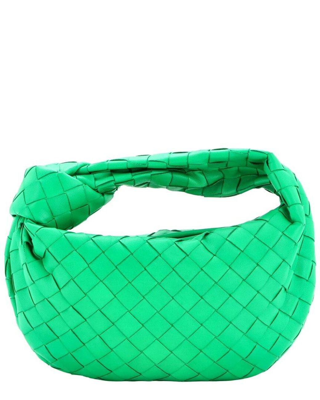 Bottega Veneta Green Intrecciato Nappa Leather Jodie Hobo Mini (Authentic Pre-Loved)