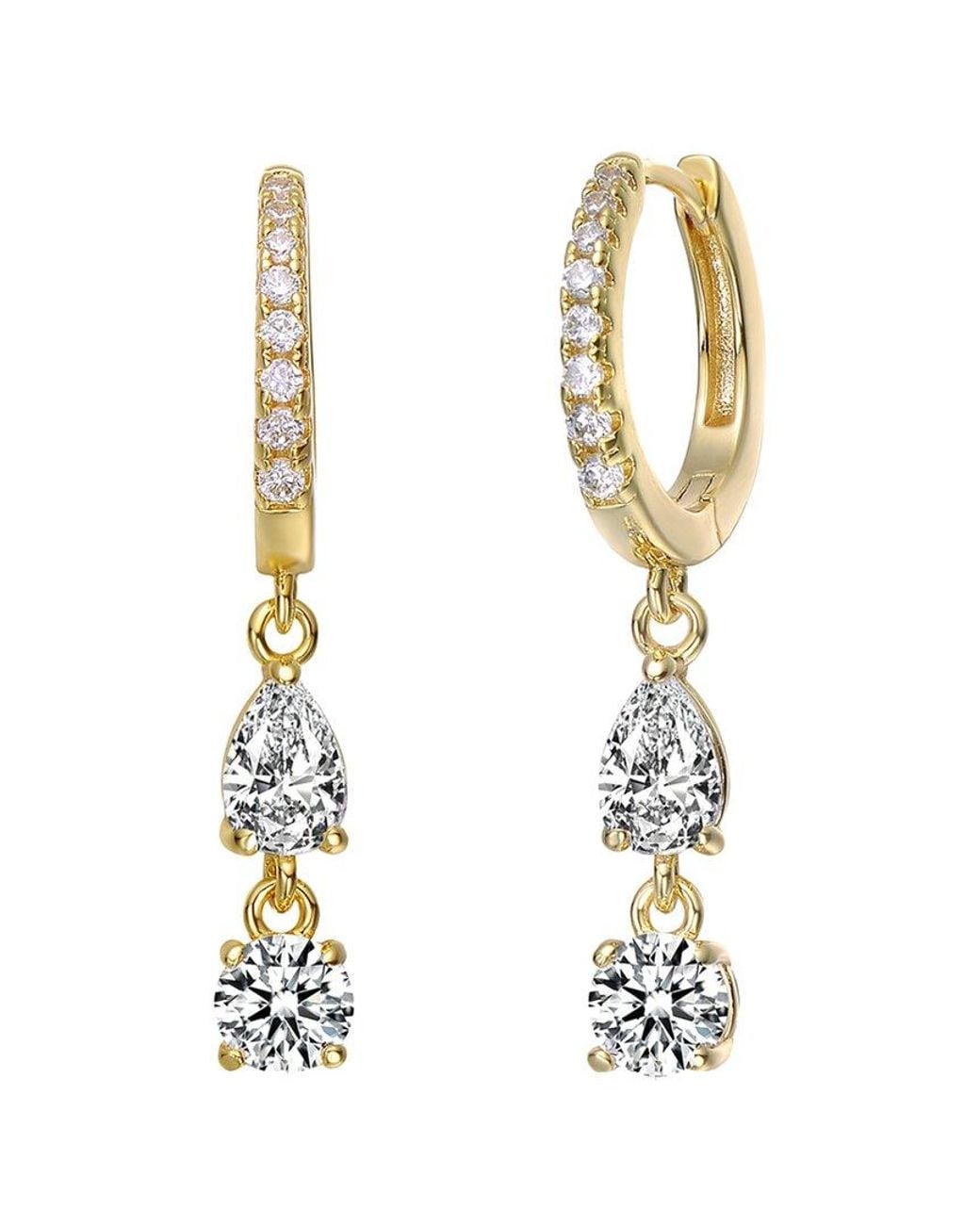 Rachel Glauber Metallic 14k Plated Cz Drop Earrings