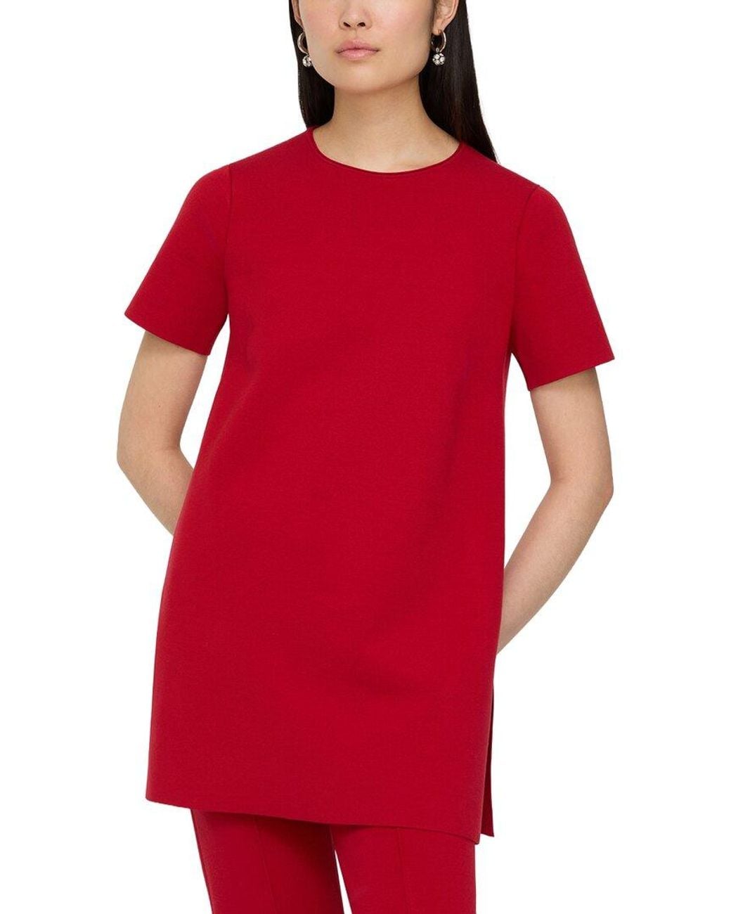 Lafayette 148 New York Red Crewneck Tunic