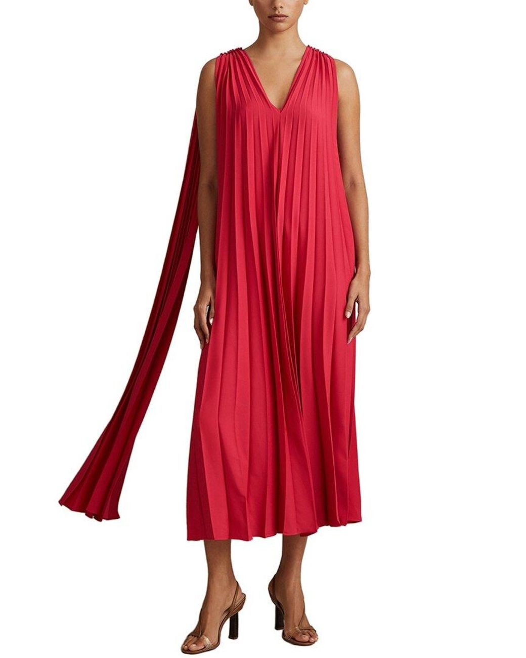 Reiss Red Loreli Pleated Occasion Gown