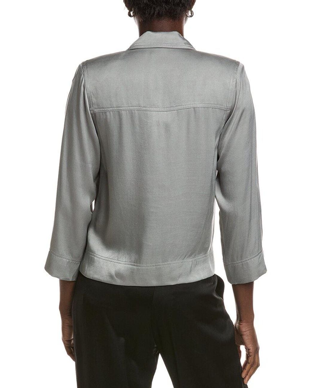 Ganni Gray Washed Satin Shirt